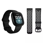 Fitbit FB512BKBKLBNDLS 1.58 in Stainless Steel Large Health and Fitness Tracker Black Smart Watches