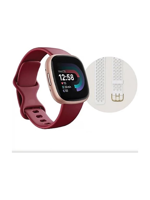 FB523RGRD Versa 4 Fitness Smartwatch Bundle Beet Juice/Copper Rose
