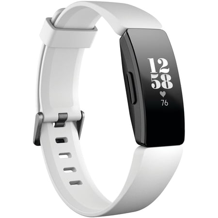 Fitbit Inspire HR Fitness Tracker + Heart Rate, White/Black, Small and Large Wristbands