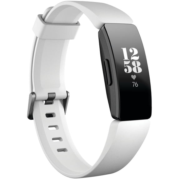 Fitbit Inspire HR Fitness Tracker + Heart Rate, White/Black, Small and Large Wristbands