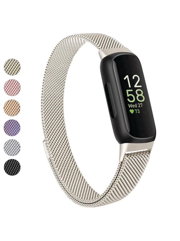Band for Fitbit Inspire 3 Bands Women Men, Stainless Steel Metal Mesh Loop Adjustable Magnetic Wristband Replacement Straps Compatible with Fitbit Inspire 3 Fitness Tracker
