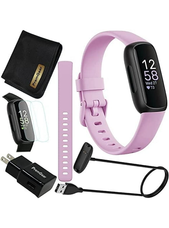 Inspire 3 Health & Fitness Activity Tracker (Lilac Bliss) with Workout Intensity, Sleep Tracking, Heart Rate, 2 Bands, 3.3foot Charging Cable, Wall Adapter, Screen Protectors & PremGear Cloth