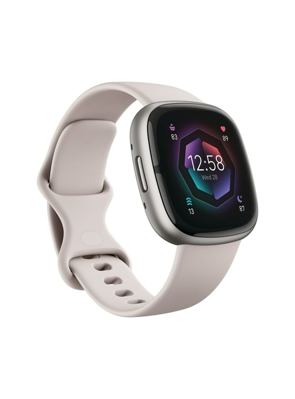 Fitbit Sense 2 Advanced Health and Fitness Smartwatch - Lunar White/Platinum Aluminum