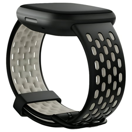 Fitbit - Sense & Versa 3 Sport Accessory Band - Black/ Lunar White