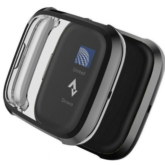 For Fitbit Versa 2 (2019) / Fitbit Versa 2 SE Case, Heavy-Duty Shockproof Protective Full Cover Case Armor Guard Shield, Shock Adsorption, Drop Protection [Black]