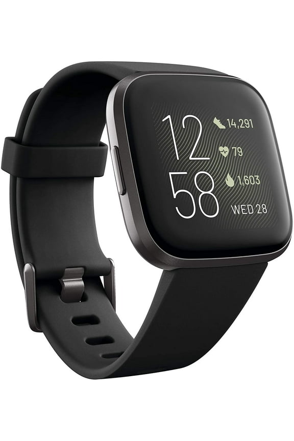 Versa 2 Health and Fitness Smartwatch with Black Silicone Band
