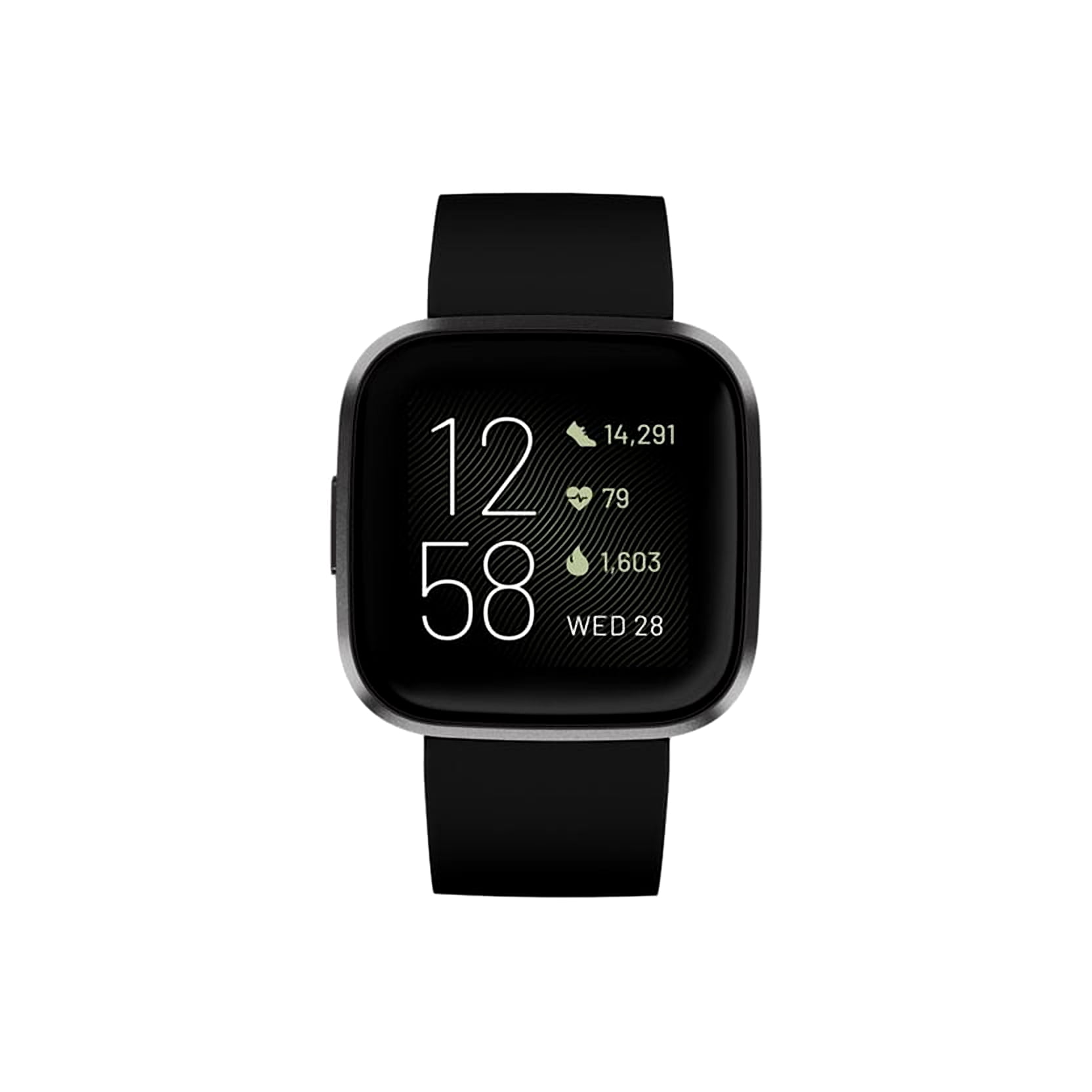 腕時計(デジタル) Fitbit Versa2 Black/Carbon Fitbit Versa 2 Smartwatch, Carbon, Silicone Band, Black, Wi-Fi