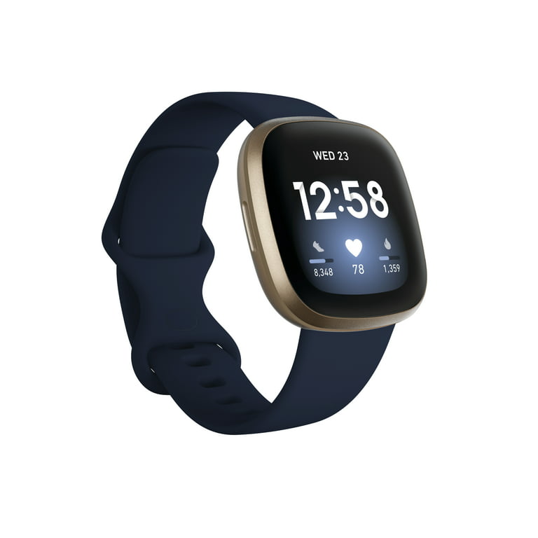 Fitbit Versa 3 Health Fitness Smartwatch - Midnight/Soft Gold Aluminum - Walmart.com