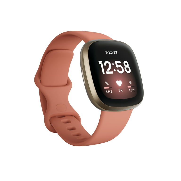 Fitbit Versa 3 Health Smartwatch Pink Clay/Soft Gold Aluminum - Walmart.com