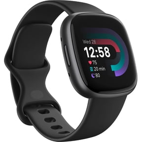Fitbit Versa 4 Fitness Smartwatch with Daily Readiness, GPS, 24/7 Heart Rate, 40+ Exercise Modes, Sleep Tracking and more. Fitbit Versa 4 in Black / Graphite Aluminum.