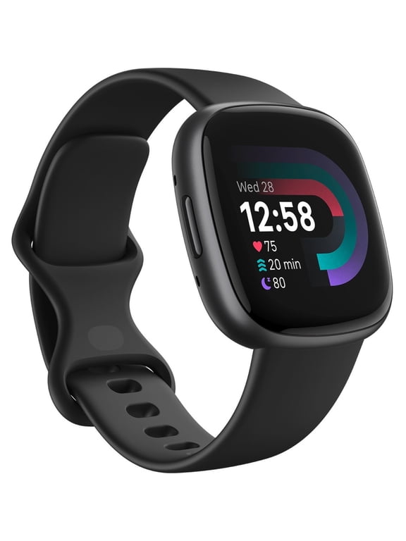 Fitbit Versa 4 Fitness Smartwatch with Daily Readiness, GPS, 24/7 Heart Rate, 40+ Exercise Modes, Sleep Tracking and more. Fitbit Versa 4 in Black / Graphite Aluminum.