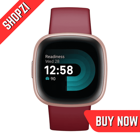 Fitbit Versa 4 Fitness Smartwatch Bundle Beet Juice & Copper Rose