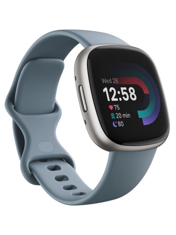Versa 4 Fitness Smartwatch with Daily Readiness, GPS, 24/7 Heart Rate, 40+ Exercise Modes, Sleep Tracking and more. Fitbit Versa 4 in Waterfall Blue / Platinum Aluminum.