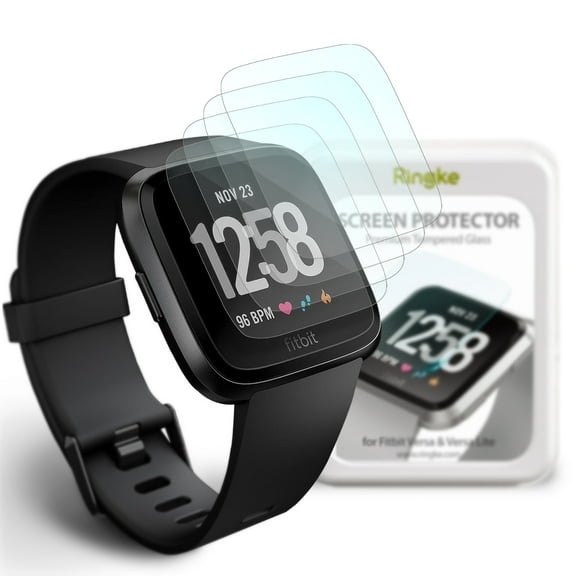 Fitbit Versa Screen Protector, Ringke [Invisible Defender Tempered Glass - 4 Pack] (2018)