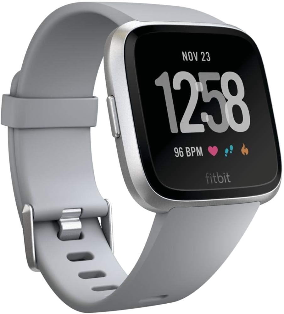 Fitbit Versa Smart Watch - Gray Band/Silver Aluminum Case, one size (s & l bands included)
