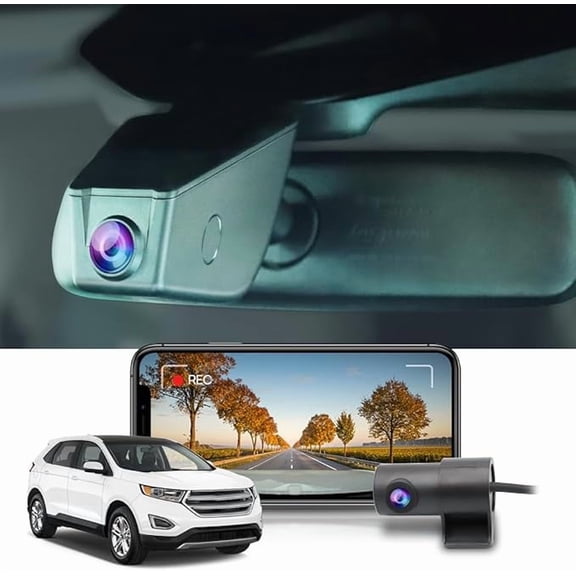 Fitcamx 2160P+Rear 1080P Dash Cam Adapts for Ford Edge 2011-2018 SE SEL Titanium Sport (HD2-6275), OEM Style, Built-in WiFi & APP, 128GB Card