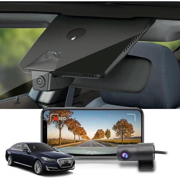Fitcamx 2160P+Rear 1080P Dash Cam Adapts for Genesis G80 2017-2020 3.8L 3.3T Sport 5.0L Ultimate (Part No#B1500), OEM Factory Look, WiFi & APP, 128GB Card