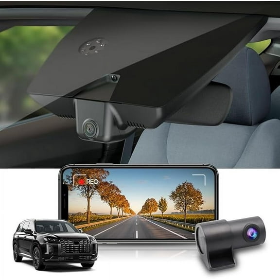 Fitcamx 2160P+Rear 1080P Dash Cam Adapts for Hyundai Palisade 2023-2025 (Part No#S8711) with Auto Dimming, OEM Look, WiFi & APP, 128GB Card