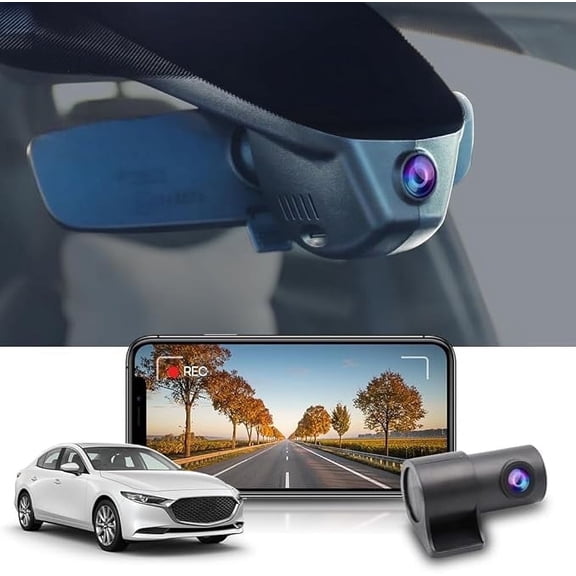 Fitcamx 2160P+Rear 1080P Dash Cam Adapts for Mazda 3 2024 2025 Turbo Select Premium Carbon Edition Preferred (No Sunroof, Connect to OBD), Parking Mode, 128GB