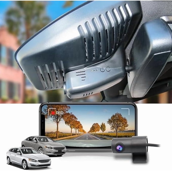 Fitcamx 2160P+Rear 1080P Dash Cam Adapts for Volvo S60 2010-2018 T5 (2nd Gen), Integrated OEM Style, Built-in WiFi & APP, 128GB Card