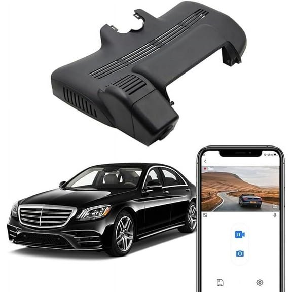 Fitcamx 4K Dash Cam for 2013-2020 Mercedes-Benz S-Class 400 450 550 550e 560 560e 600 Sedan Coupe Hybrid (HD2-6047/W222), OEM Look, Plug & Play, 64GB card