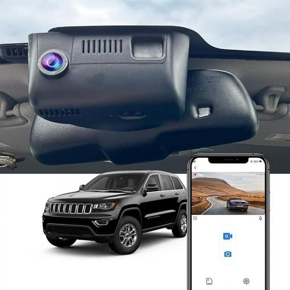 Fitcamx 4K Dash Cam for 2014-2025 Jeep Grand Cherokee Summit Limited Overland Sterling Edition Laredo High Altitude (HD2-6072), OEM Look, 64GB