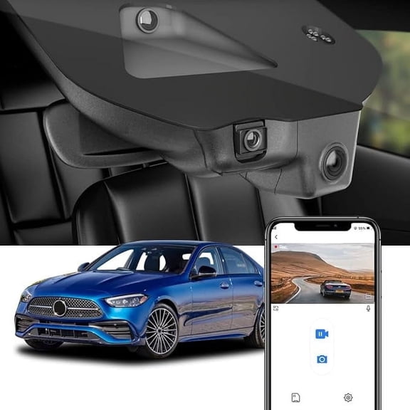 Fitcamx 4K Dash Cam for 2022-2025 Mercedes-Benz C-Class C300 Sedan Coupe Cabriolet (HD2-6635), OEM Look, Built-in WiFi & APP, 64GB Card