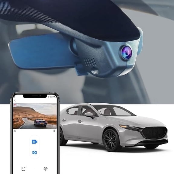Fitcamx 4K Dash Cam for 2024 2025 Mazda 3 Premium Select Turbo Preferred Carbon Edition 2.5S (No Sunroof, Connect to Fuse Box), 64GB Card