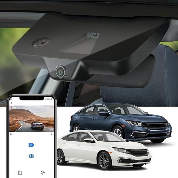 Fitcamx 4K Dash Cam Adapts for Honda Civic 2016 2017 2018 2019 2020 2021 Sport LX EX Touring Si & Insight 2019-2022 (HD2-0323), OEM Look, WiFi & APP, 64GB Card