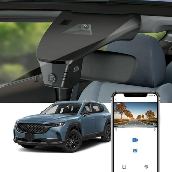Fitcamx 4K Dash Cam Adapts for Mazda CX-50 2022-2024 2.5 S Select Preferred Premium Plus Turbo Meridian (HD2-6687, Has Sunroof), Parking Mode, 64GB Card