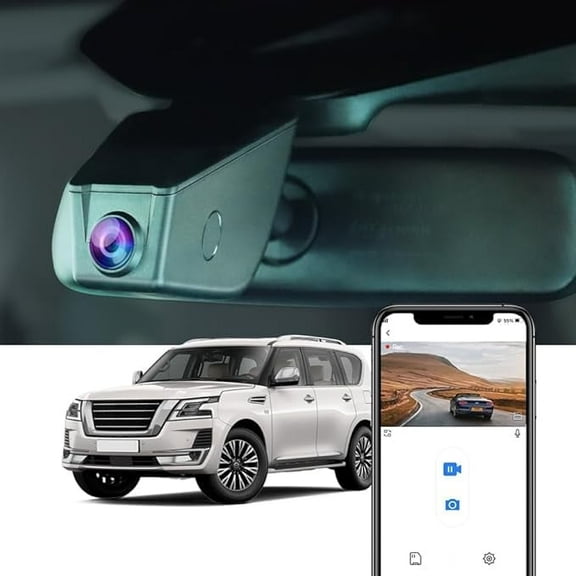 Fitcamx 4K Dash Cam Compatible with Nissan Armada 2017-2023 S SV SL Platinum & Infiniti QX56 (with Auto Dimming), OEM Look, WiFi & APP, 64GB Card