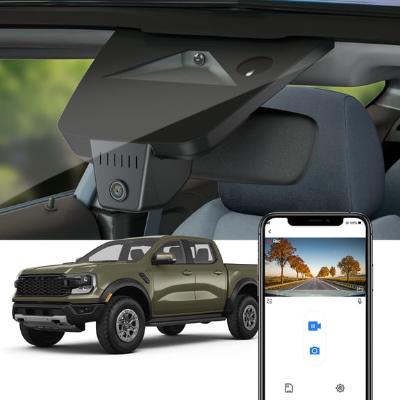 Fitcamx 4K Dash Cam Compatible with Ford Ranger Wildtrak, Raptor 2024-2025 5th Gen (HD2-D4430), Plug&Play, 64GB Card