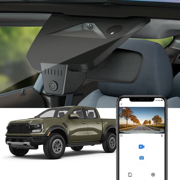 Fitcamx 4K Dash Cam Compatible with Ford Ranger Wildtrak, Raptor 2024-2026 5th Gen (HD2-D4430), Plug&Play, 64GB Card