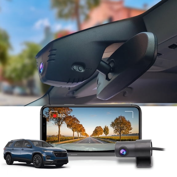 Fitcamx 4K Dash Cam Suitable for Chevy Traverse 2019-2023 with Auto-Dimming (HD2-9808), OEM Factory Look, UHD 2160P Video, Built-in WiFi & APP, Plug & Play, 64GB Card
