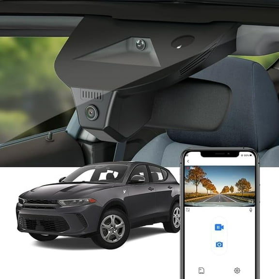 Fitcamx 4K Dash Cam Suitable for Dodge Hornet 2023 2024 2025 GT R/T Plus (HD2-D5410), Integrated OEM Look, UHD 2160P Video, Built-in WiFi & APP, Loop Recording, G-Sensor, Plug & Play, 64GB Card
