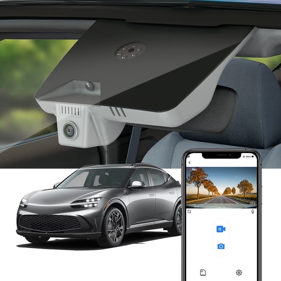 Fitcamx 4K Dash Cam Suitable for Genesis GV60 2023 2024 2025 (Part No# CU000) Advance Performance Standard, Integrated OEM Look (Black), WiFi & APP, Plug & Play, 64GB Card