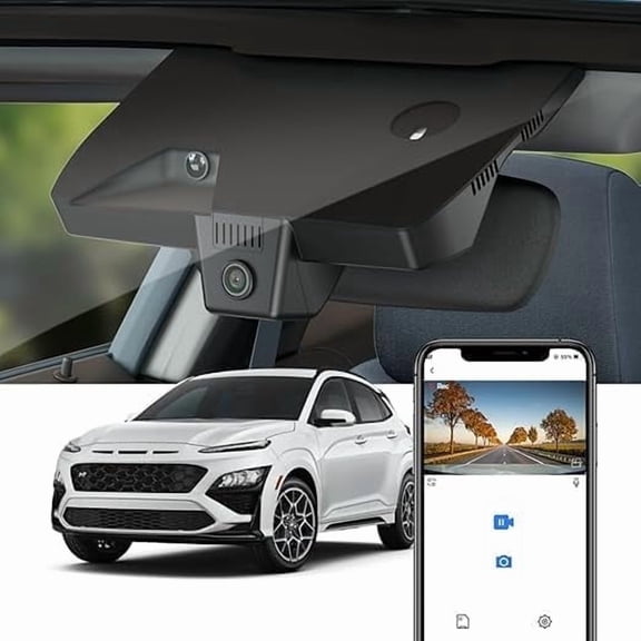 Fitcamx 4K Dash Cam Suitable for Hyundai Kona 2021 2022 2023 (Part No#J9020) with Auto-Dimming, OEM Look, Built-in WiFi & APP, Plug & Play, 64GB Card