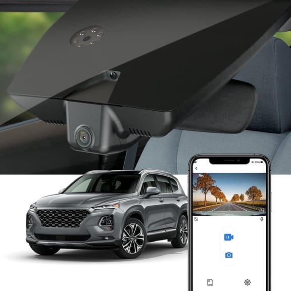 Fitcamx 4K Dash Cam Suitable for Hyundai Santa Fe 2019 2020 (Part No#S2000) SE SEL Plus Limited Ultimate, OEM Look, WiFi & APP, Plug & Play, 64GB Card