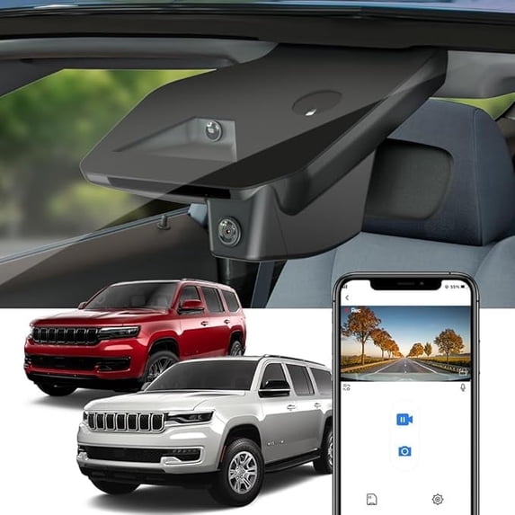 Fitcamx 4K Dash Cam Suitable for Jeep Wagoneer & Grand Wagoneer 2022-2026 (HD2-D4150), Integrated OEM Look, UHD 2160P Video, Built-in WiFi & APP, Loop Recording, G-Sensor, Plug & Play, 64GB Card
