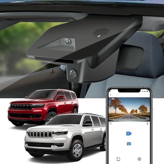 Fitcamx 4K Dash Cam for Jeep Wagoneer & Grand Wagoneer 2022-2026 (HD2-D4150), OEM Look WiFi, Plug & Play, Night Vision, 64GB