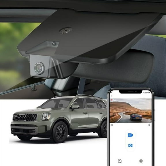 Fitcamx 4K Dash Cam Suitable for Kia Telluride 2023 2024 S LX EX SX X-pro X-Line (Part NO#S9300), Factory OEM Look, Built-in WiFi & APP, Plug & Play, 64GB Card