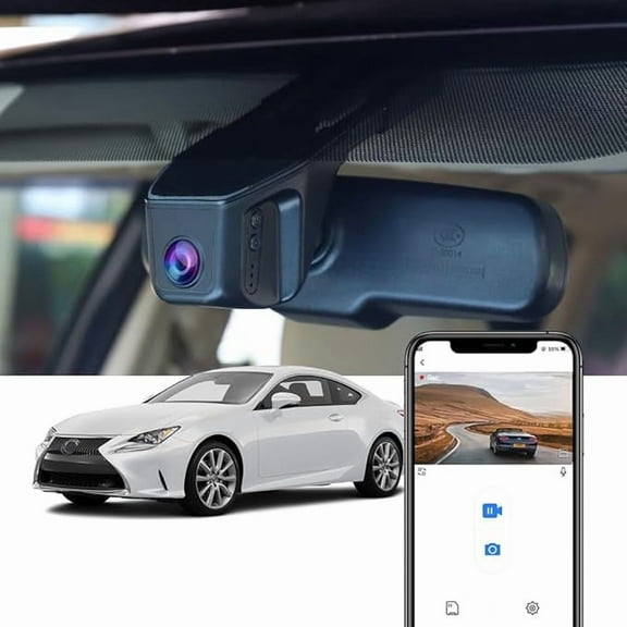 Fitcamx 4K Dash Cam Suitable for Lexus RC & RC F 2014 2015 2016 2017 RC300 RC350 F Sport Turbo, Integrated OEM Style, WiFi & APP, 64GB Card