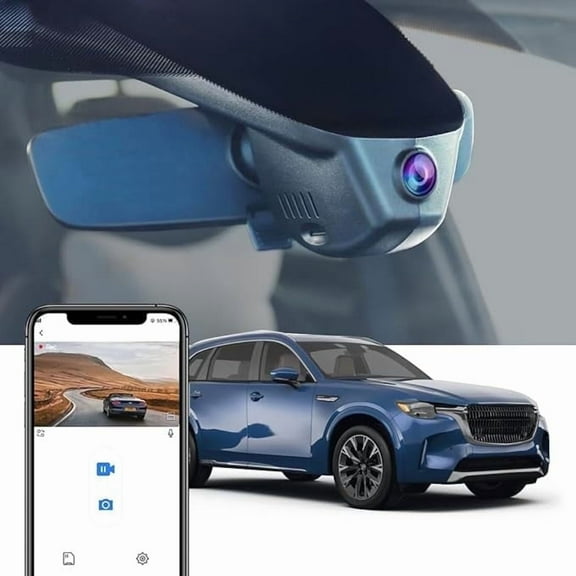 Fitcamx 4K Dash Cam Suitable for Mazda CX-90 2023-2026 Select Preferred Premium Plus Sport (HD2-6607, Has Sunroof), Parking Sensor, 64GB Card