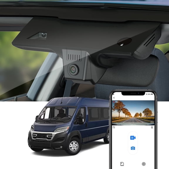 Fitcamx 4K Dash Cam Suitable for Ram ProMaster & ProMaster EV 2024-2026 (HD2-D2210) Tradesman SLT 1500 2500 3500, OEM Look, WiFi & APP, Plug&Play, 64GB Card