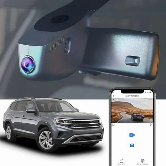 Fitcamx 4K Dash Cam Suitable for Volkswagen Atlas 2018-2025 & Atlas Cross Sport 2020-2025 (Model A/Slim-Tail), OEM Look, Parking Mode, Plug & Play, 64GB