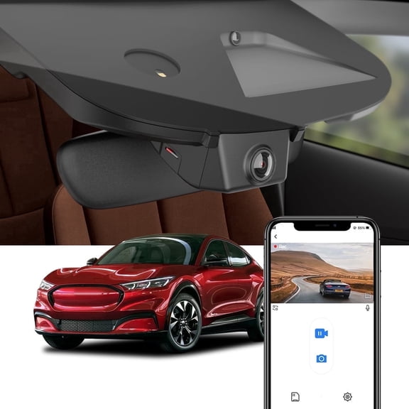 Fitcamx 4K Dash Cam for Ford Mustang Mach-E 2021-2025, OEM Plug & Play WiFi, Night Vision, Loop Recording, G-Sensor, 64GB
