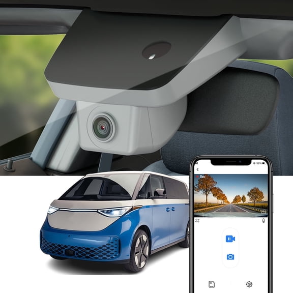 Fitcamx 4K Dash Cam for VW ID. Buzz 2022-2026 (Grey), OEM Look WiFi, Plug & Play, Night Vision, Parking Mode, Loop Recording, 64GB