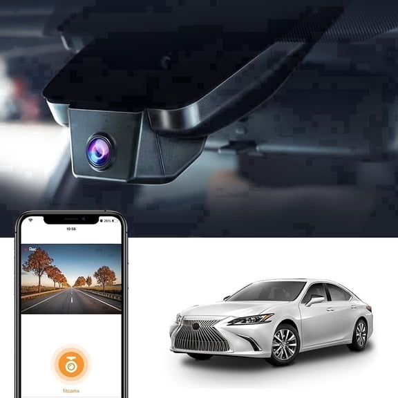 Fitcamx 4K Dash Cam for Lexus ES 2019-2025, OEM Plug & Play WiFi, Night Vision, Loop Recording, G-Sensor, 64GB Card