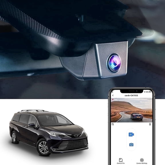 Fitcamx 4K Dash Cam for Toyota Sienna 2021-2026 (XL40), OEM Look WiFi, Plug & Play, Night Vision, Loop Recording, G-Sensor, 64GB