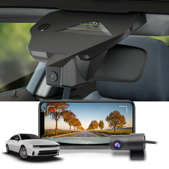 Fitcamx 4K Dual Cam Suitable for Dodge Charger 2024-2026, Front 2160P Rear 1080P, 128GB Card